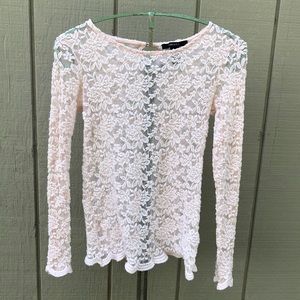 Lace floral light pink top